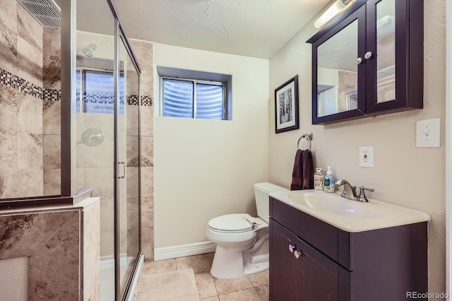 7445 Shoreham Pl, Castle Pines, CO 80108 - bathroom with vanity, a shower stall, and tile patterned floors