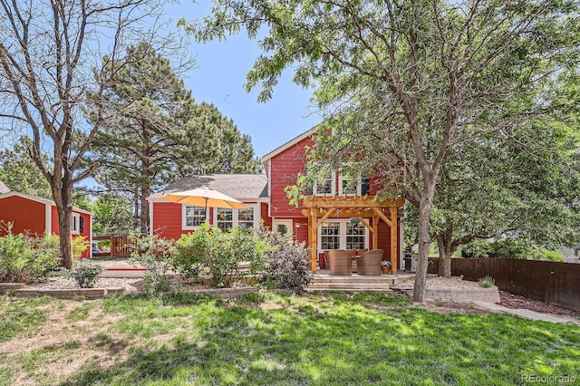 7445 Shoreham Pl, Castle Pines, CO 80108 - rear view of house featuring a deck and a pergola