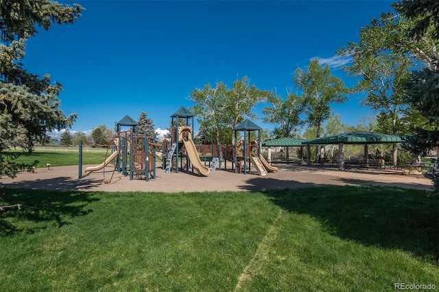 community playground with a lawn