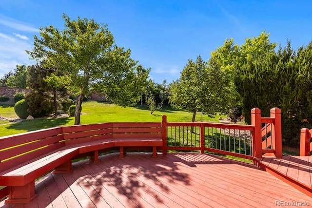 9561 Silver Hill Cir, Lone Tree, CO 80124 - wooden terrace featuring a lawn