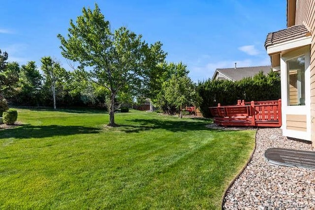 9561 Silver Hill Cir, Lone Tree, CO 80124 - view of green lawn with a deck