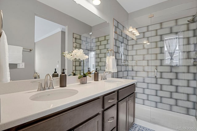 23615 E 5th Pl, Aurora, CO 80018 - full bathroom featuring a stall shower and double vanity