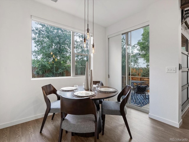 11719 W 45th Pl, Wheat Ridge, CO 80033 - dining area with baseboards, healthy amount of natural light, and wood finished floors