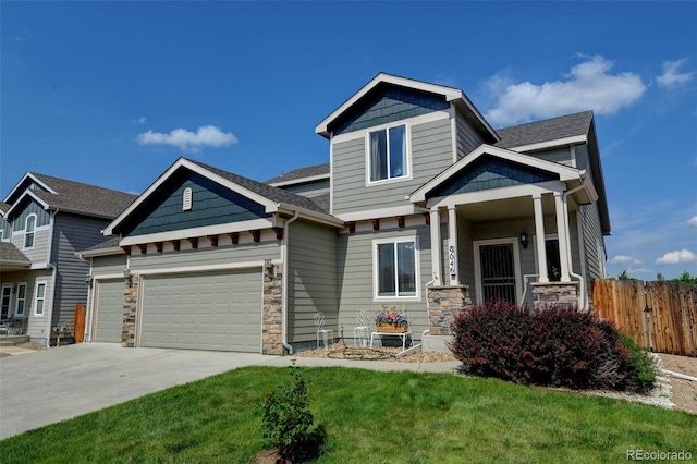 9046 Sandpiper Dr, Frederick, CO 80504 - craftsman inspired home with stone siding, a garage, and driveway