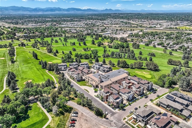 drone / aerial view with a mountain view