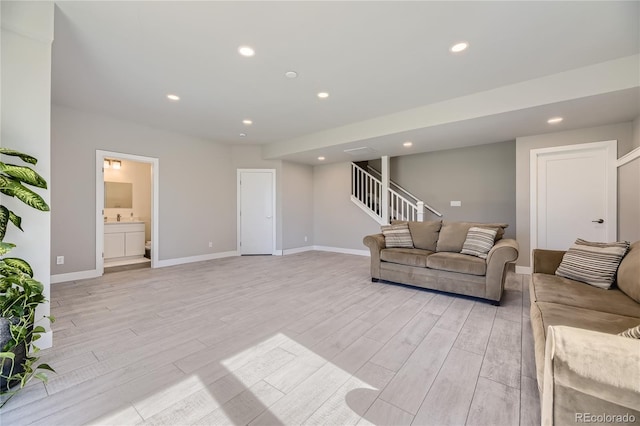 living room featuring light wood-type flooring