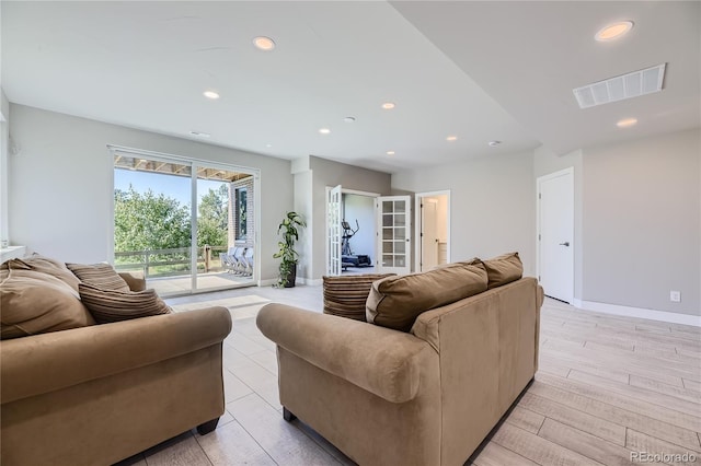 living room featuring light hardwood / wood-style flooring