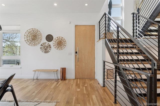 1801 W 33rd Ave, Denver, CO 80211 - stairs with wood finished floors and recessed lighting