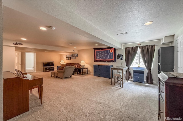 13642 Wrangler Way, Mead, CO 80542 - living area with carpet, recessed lighting, and a textured ceiling