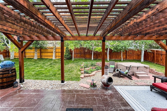 13642 Wrangler Way, Mead, CO 80542 - fenced backyard with a patio area and a pergola