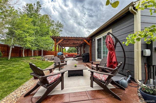 13642 Wrangler Way, Mead, CO 80542 - fenced backyard with a pergola and an outdoor hangout area