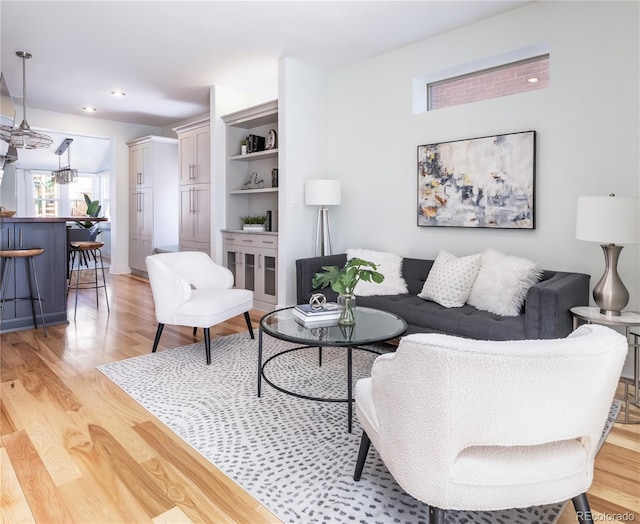 living room with light wood finished floors