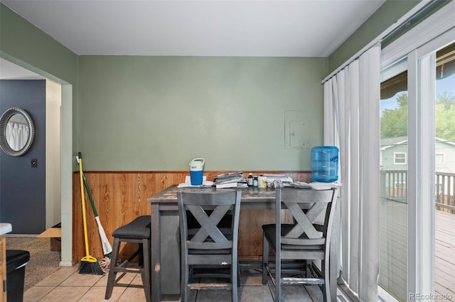 3010 Fireweed Dr, Colorado Springs, CO 80918 - dining room with wood walls, wainscoting, and electric panel