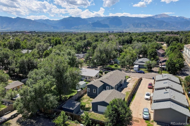 drone / aerial view with a mountain view