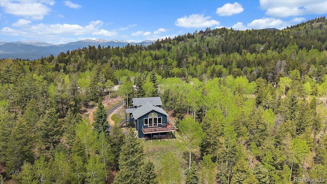 11222 Conifer Mountain Rd, Conifer, CO 80433 - view of subject property featuring a heavily wooded area and a mountainous background