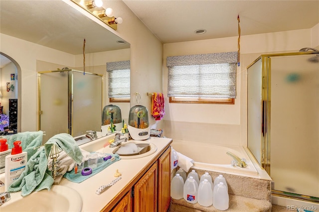 5185 E Weaver Dr, Centennial, CO 80121 - full bath with a stall shower, a bath, and double vanity