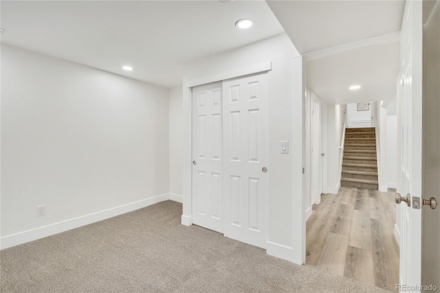 corridor featuring light wood-type flooring