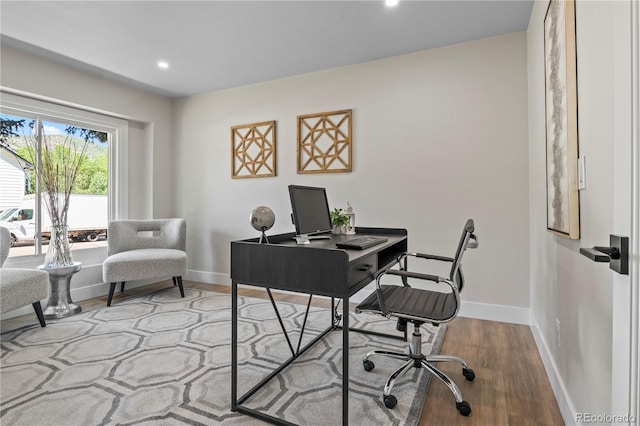 34 Honey Locust, Littleton, CO 80127 - office area featuring wood finished floors and recessed lighting