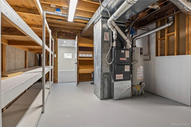 34 Honey Locust, Littleton, CO 80127 - unfinished basement featuring water heater and heating unit