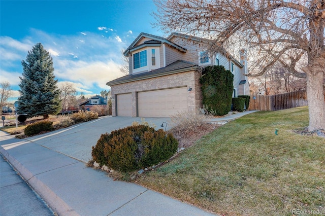 9365 Erminedale Dr, Lone Tree, CO 80124 - view of property exterior with an attached garage, concrete driveway, and brick siding