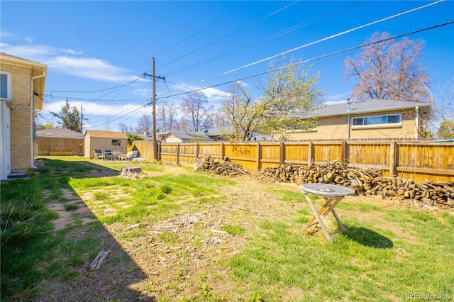 view of yard featuring a fenced backyard
