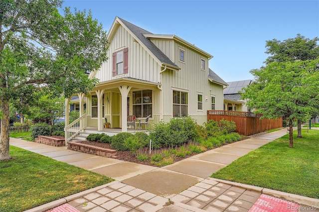 10193 E 29th Ave, Denver, CO 80238 - modern farmhouse style home featuring board and batten siding and covered porch