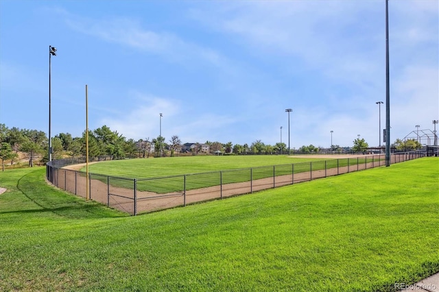 view of home's community with a lawn