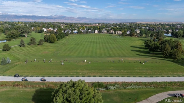 bird's eye view featuring a water and mountain view