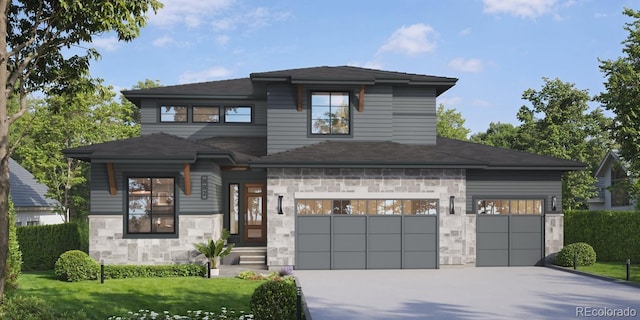 882 Eldorado Dr, Superior, CO 80027 - view of front facade with stone siding, concrete driveway, a shingled roof, and an attached garage