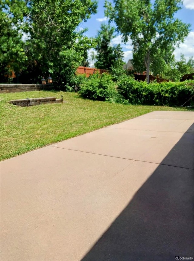 view of yard with a patio area