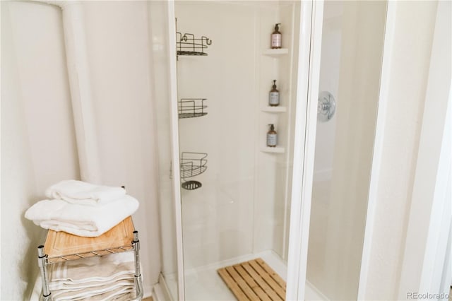 bathroom with a shower stall
