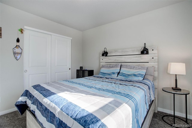 carpeted bedroom with a closet