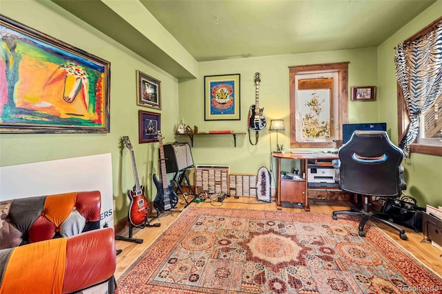 office space featuring light wood-type flooring