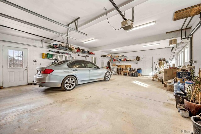 garage with a garage door opener