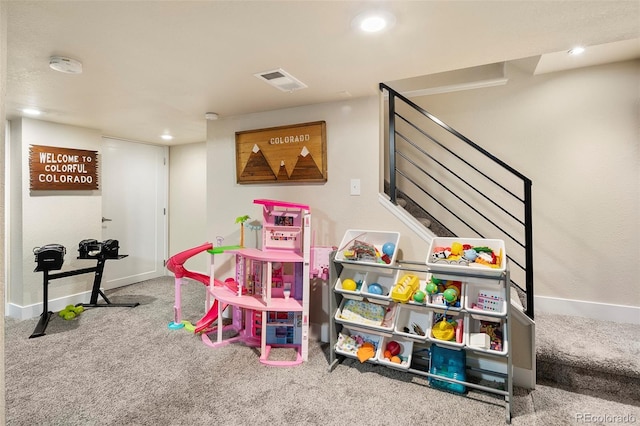 playroom with carpet floors