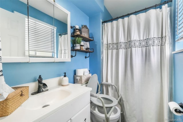 8280 Everett Way, Arvada, CO 80005 - full bath with vanity and a shower with shower curtain