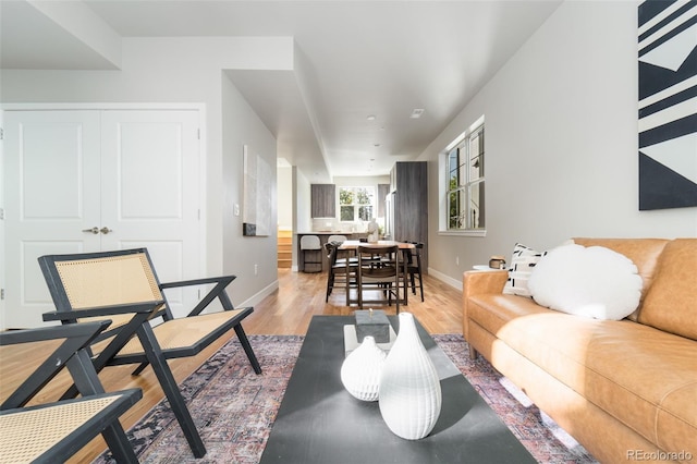 living room with hardwood / wood-style floors