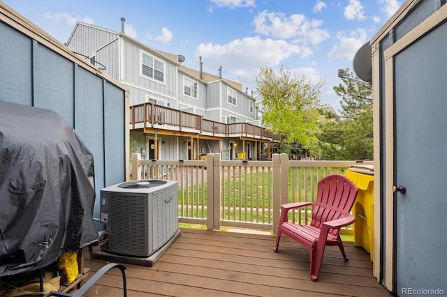 11923 E Ford Dr, Aurora, CO 80012 - wooden terrace featuring central AC and a residential view