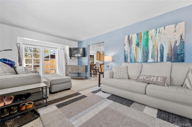 view of carpeted living area