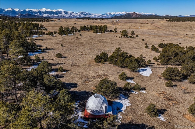 birds eye view of property with a mountain view