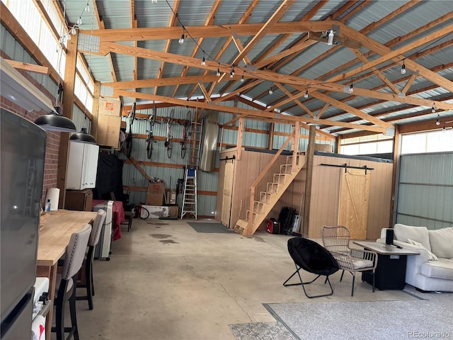 garage featuring metal wall