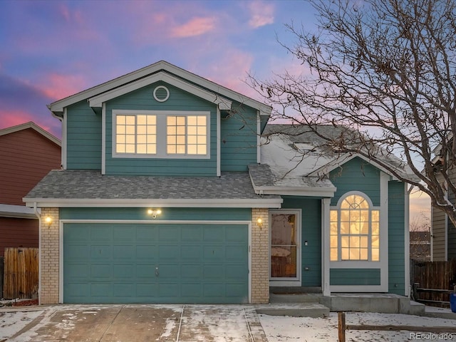 view of property with a garage