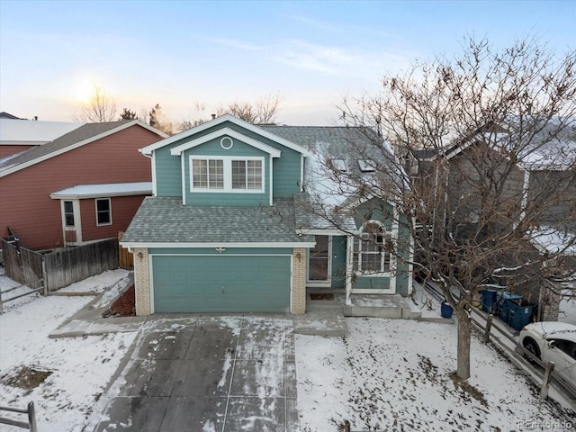 view of front of home with a garage