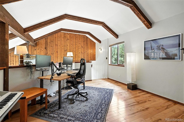 7221 S Brook Forest Rd, Evergreen, CO 80439 - office space with light wood-type flooring and wooden walls