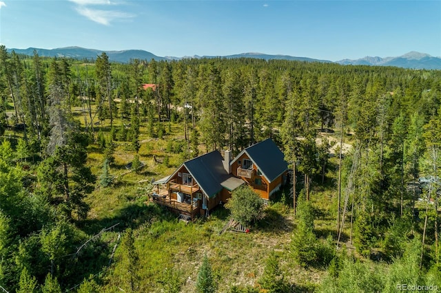 birds eye view of property featuring a mountain view