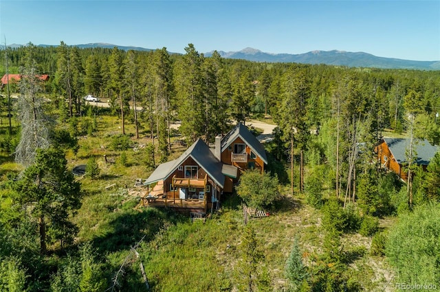 birds eye view of property featuring a mountain view