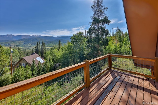 deck featuring a mountain view