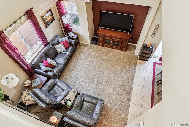 view of tiled living room