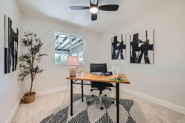 1040 Grove St, Denver, CO 80204 - office area with light colored carpet, ceiling fan, and baseboards