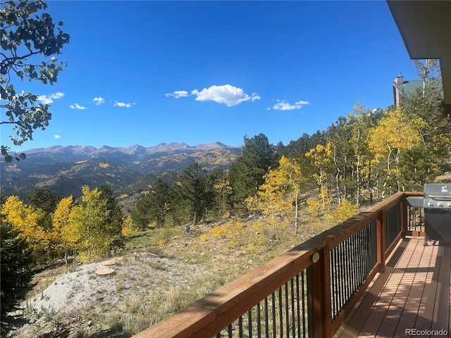 exterior space featuring grilling area and a mountain view